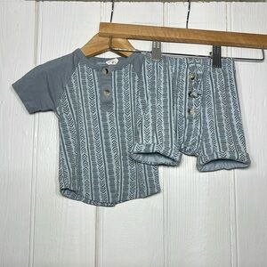 KATE QUINN EUC Boys Bamboo Short Sleeve Shirt Shorts Matching Set